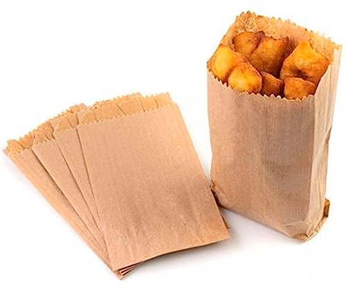 Tradineur 6 Confezioni da 40 Sacchetti di Carta Kraft per Alimenti Biodegradabili Compostabili Riutilizzabili per Uso Alimentare 8x15cm Totale 240pz