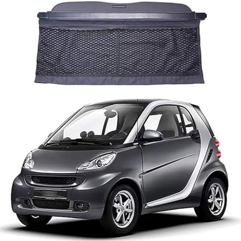 ADovz Einziehbarer Auto Laderaumabdeckung Rollo für Smart 451 fortwo 2015 2016 2017 2018 2019 2020, Kofferraum Schutz Abdeckung Cargo Cover Auto Zubehör