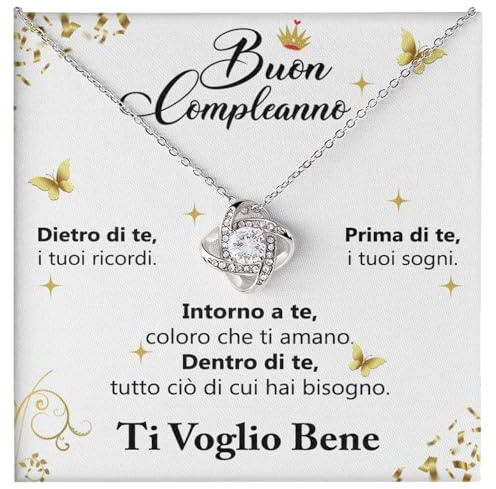 Bramart Collana Donna Idea Regalo Compleanno Finitura in Oro, Argento Idee Regali per lei Festa Evento speciale - Cofanetto con DEDICA incluso (Compleanno)