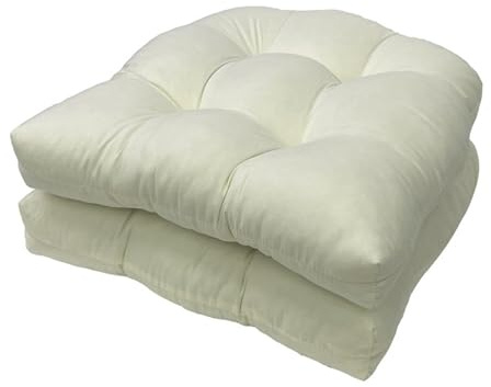 MIAOMI Cojines para Sillón, Juego de 2 Cojines de Mimbre para Sillas de Interior y Exterior Cojines de Asiento Capitoné Muebles de Mimbre para Patio Cojines(Off White)