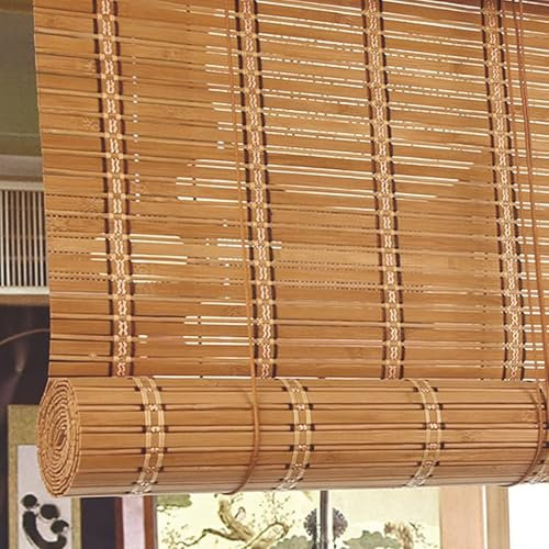 Sonnenschutz Bambusrollo Bambus Raffrollo für Türen und Fenster Outdoor Sichtschutz Blickdicht Bambus Rollos,Retro Blickdicht Bambus Jalousine,für Garten/Balkon/Terrasse