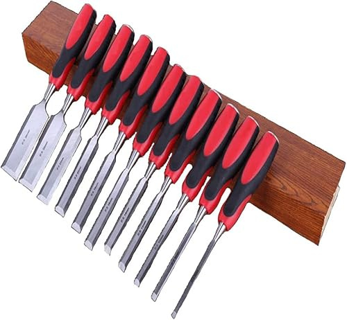 Set Professionale di scalpelli per Intaglio del Legno, 11 Pezzi, Strumenti affilati, Ideali per Principianti (Nero+Rosso)