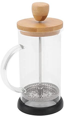 Zhangpu de Prensa Francesa con Tapa de Madera, Tetera Resistente al Calor, de Vidrio de borosilicato (600 ml Funda de bambú)