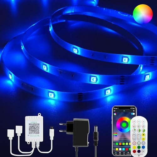 YOOULIT Wasserdichter LED Streifen 20m, RGB Intelligenter Wasserdichter Lichtstreifen, 16 Mio. Farben Selbstklebend LED Strips Sync mit Musik, LED Leiste für TV Partei, 2×10m