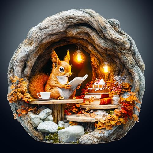 Wooden Puzzles for Adults, Visual Burrow Squirrel Wood Puzzles for Adults | Unique Animal Shape Puzzles with Wood Box, 34 x 33.4cm Wooden Puzzle for Family Game and Birthday Gifts for Friend