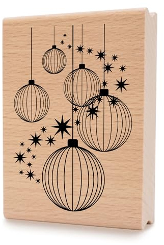 NEWSTAMPS Stempel Glitzerweihnachtskugeln Motivstempel aus Holz & Gummi zum Karten und Geschenke basteln, Holzstempel für Weihnachten, Weihnachtskarte, Scrapbook, Textilstempel, Deko, Freunde