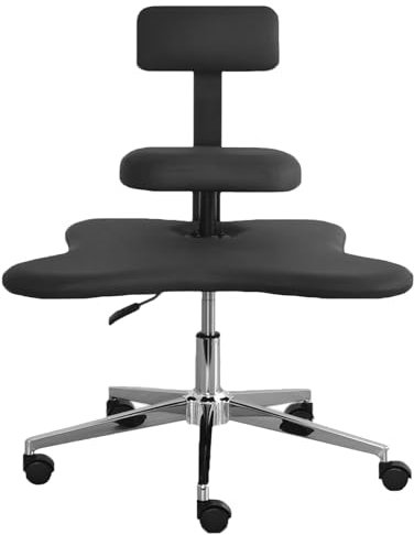 LULUMAIC Kniender Büro-Chai, Kniestuhl, ergonomischer Kniestuhl, höhenverstellbarer Meditationsstuhl, Kniestuhl mit gekreuzten Beinen, für Zuhause und Büro, Schwarz (Schwarz)