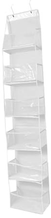 Colcolo Über-der-Tür-Organizer, Aufbewahrung hinter der Tür, Wiederverwendbare Aufbewahrungstaschen mit großer Kapazität für Puppenkleidung, Kleiderschrank, Weiß 30x15x160cm