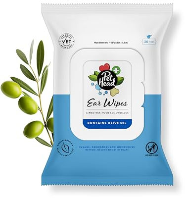 Salviettine per le orecchie Health Pet Head per cani | Senza profumazione | Detergono, idratano e rimuovono odori e cerume | Biodegradabili, di origine vegetale e prive di plastica | 30 pz