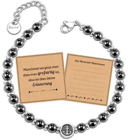 FANCIBAND Regalo D'ispirazione per la Uomo Ragazzi, Bracciale Uomo Acciaio Inox e Pietra con Ancora Portafortuna, Bracciali Uomo Regali di San Valentino Compleanno Laurea Anniversario