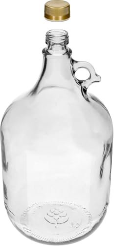 lilawelt24 Flasche mit rundem Griff Rundgriff Henkel Schraubverschlüss Weinballon Glasballon Weinflasche Likörflasche Essig-Öl Schnapsflasche |Karaffe | Leere Glasflasche| Wasserflasche (5L)