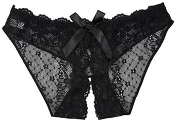 Charinor Slip Ouvert für Frauen, Ouvert Reizwäsche, Sexy Unterwäsche Für Frau Erotisch, Reizwäsche Im Schritt Offen, Ouvert Dessous Frauen, Sexy Dessous Damen für Sex(Schwarz-XL)