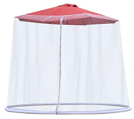 Gazebo da giardino portatile per esterni, tenda con parasole, zanzariera, porta con cerniera, tenda da spiaggia, ombrellone bianco non incluso