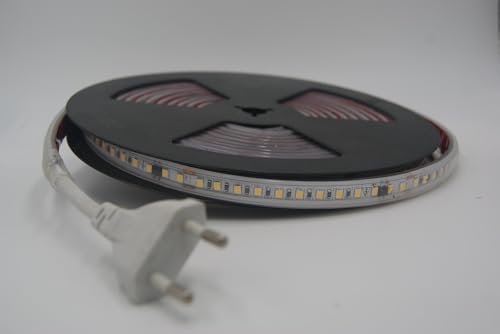 ledsbaleares Tira de LED 220v SIN TRANSFORMADOR cálido (3000k), 120 LEDs/m, 220 V CA, 11w metro, autoadhesiva, IP65 impermeable, corte cada 10 cm. (4 METROS)