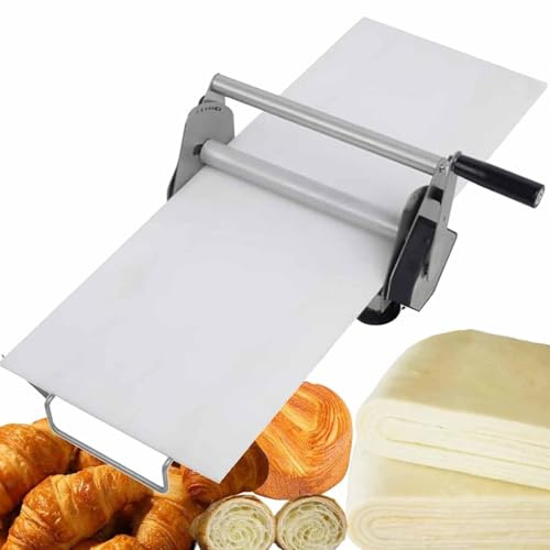 LSBHPPD Sfogliatrice Manuale in Acciaio Inox per Pasta E Pasta Sfoglia - Larghezza 12/15,5, Spessore Regolabile 0,5 a 27 mm per Prodotti Forno, Croissant, Pasticceria,RS201