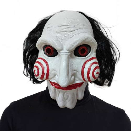 Einkaufen mit halloween-masken, kostüm mit grauenhafter verkleidung, cotopy-maske mit männlichem halloween-kostüm