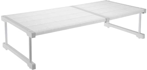 HARFINGTON Expandable Cabinet Tension Shelf 26.38 to 34.65 Adjustable Cabinet Organizer 22 x 16.54 Flower Pattern Table Storage Rack for Wardrobe Cupboard Kitchen Bedroom