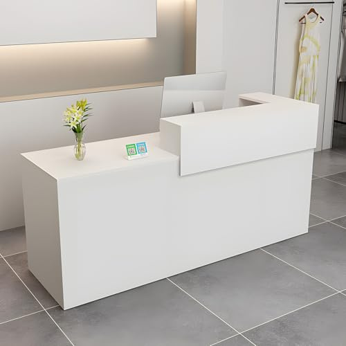 CCUKTFN Empfangstheke, Empfangstresen, Rezeption mit Schublade und offenen Regalen, 100–180 cm Rezeptionstheken, modern für Büro, geeignet für Salons, Büros, Lobbys, Einzelhandelsgeschäfte