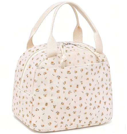 WideSmart Lunchtasche Liserte Lunchbox Bag,Lonchera Térmica para Mujer,Bolsa Termica Porta Alimentos,Bolsa de Transporte de Comidas de Picnic,Bolsa Refrigerada de Lonchera Térmica de Pana