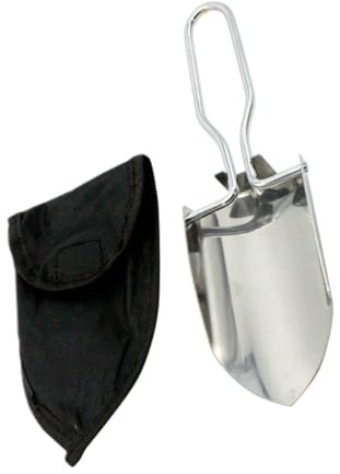 WOONEKY Pala de Jardín Plegable de Acero Inoxidable con Mango Ergonómico y Bolsa de Transporte para Jardinería Exterior y Camping