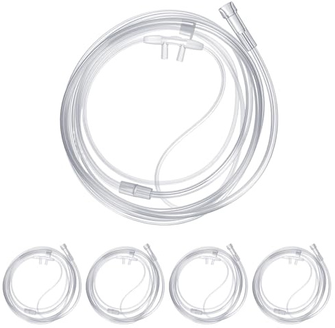 Soft Adult Oxygen Nasal Cannula Standard Nasal Tubing for Long Term Oxygen Therapy Patients 4 Pack Crush Kink Resistant 6.6Ft