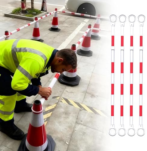 Infällbar Trafikkonstång Infällbar Konstång för Trafikkoner, Förlängningsstolpar för Trafikkoner för Parkeringsändamål, Reflekterande Tillfällig Säkerhetsavskiljarstång(4 pcs)