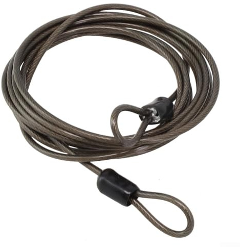 Yhenlovtt Lot de 5 câbles de sécurité en acier de 2 m avec double boucle pour vélo, moto et équipement de sport Noir/argenté