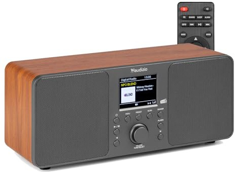Audizio Genua DAB Radio mit Bluetooth – Stereo DAB Plus Radio mit Fernbedienung, 60 Speicherplätze, Auto Scan, Line-Out, USB, Ideal für Zuhause und Unterwegs, Einfache Bedienung - Dunkelgrau