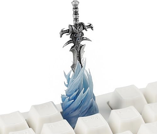 YMDK Blue Ice Sword Personalized Keycaps Resin Translucent Cool Keycap Creative Custom Key Caps for MX Mechanical Keyboard (Blue Ice Sword)
