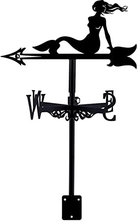 Veleta de Sirena, Veleta de Metal para jardín con Revestimiento, Kit indicador de dirección del Viento para jardín Exterior, Molino de Viento