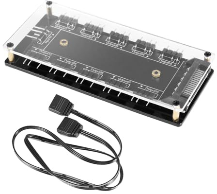 AYWHP 5V 3 Poliger ARGB Hub mit 3 Poligem Verlängerungskabel,11Wege 5V 3Pin RGB LED Splitter Hub mit SATA Port Unterstützung für RGB-Lüfter-LED-Lichtstreifen