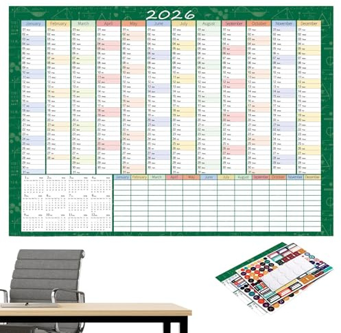 Grande pianificatore annuale laminato, planner annuale da parete riutilizzabile, tabella di pianificazione annuale, calendario annuale, calendario annuale scrivibile, calendario da parete completo per