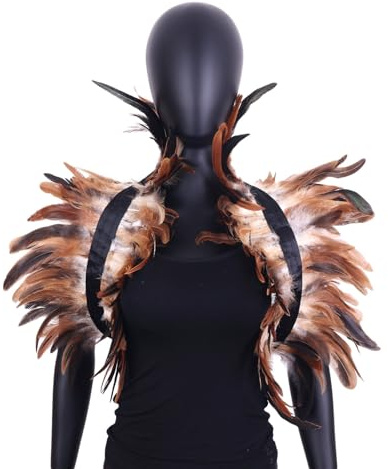 Raben Kostüm Damen- Federkragen Federcape Gothic Federumhang Shrug federumhang Kostüm Federschal für Männer und Frauen für Karneval Cosplay