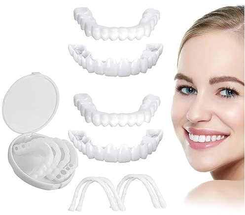 Facette Dentaire Cosmétique, 2 Paires Placages Fausses Dents Haut et Bas