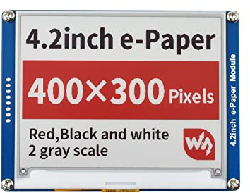 Waveshare 4.2 Inch E-Paper Display Module(B),400x300 Resolution Red Black White Three-Color E-Ink Screen Electronic Paper Module for Raspberry Pi/Jetson Nano/Arduino/STM32 via SPI Interface