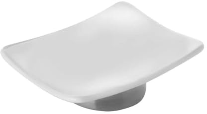Kiamami Valentina - Piattino portasapone in ceramica bianca con base cromata | Lilly
