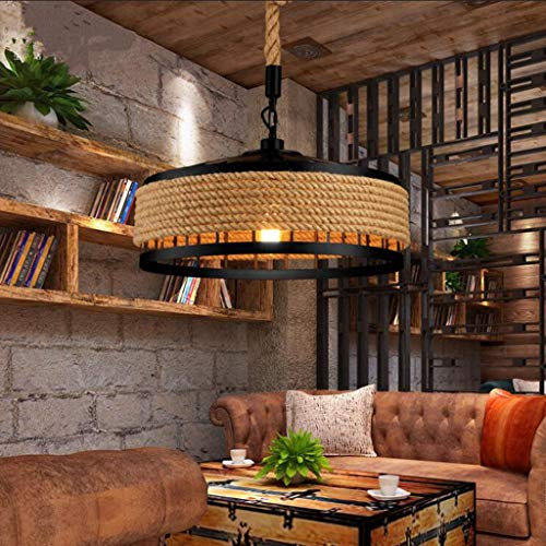 Hanging Corda Lampada Vintage Lampada A Sospensione E27 Lampadari Retro Da Soffitto Industriale in Ferro Battuto Soffitto Rustico Corda Della Canapa Rotonda Ferro Cage Restaurant Lampada A Soffitto
