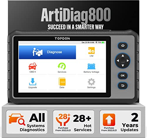 TOPDON OBD2 Diagnosegerät ArtiDiag800, Alle Systemdiagnosen&28 Servicefunktionen, Diagnosegerät Auto für alle Fahrzeuge, AutoVIN, 2 Jahr kostenloses Update(Kauf nach 2022.9.21)