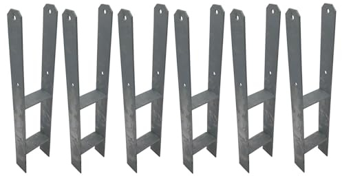 BURI 6 Stück H-Anker Pfostenträger feuerverzinkt 116/600 mm H-Träger Pfostenanker