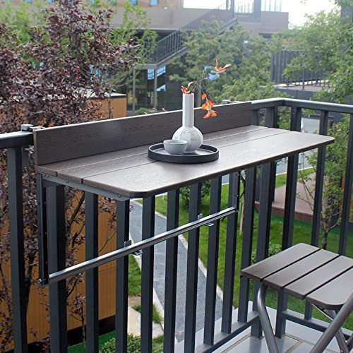JMCAJIE Geländer Balkonhängetisch,Folding Table Balkon GeläNder HäNgetisch | Computertisch | Home Kleine Bar | Klapptisch Heben | Balkon Beistelltisch | Sonnenschutz, Regendicht, HöHenverstellbar