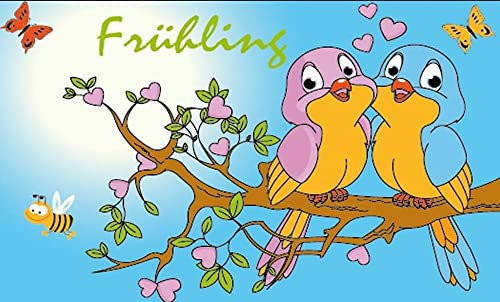 Flagge Frühling Vogel Fahne - 90x150 cm Hissfahne Fahnen