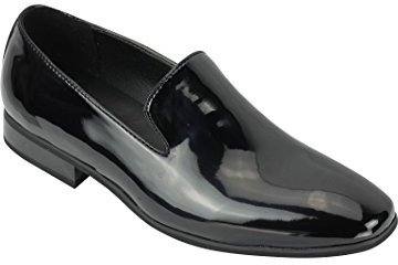 Mens Suede & Shiny Patent Leather Line Slip on Loafers Casual MOD Driving Shoes
