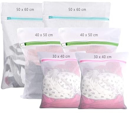 Dmjia 6 Stück Wäschenetz für Waschmaschine (M,L,XL), Wäschesack 3 Größen | Wäschebeutel mit Versteckter Reißverschluss Wiederverwendbar, Schützt Empfindliche Kleidung Sehr Langlebig