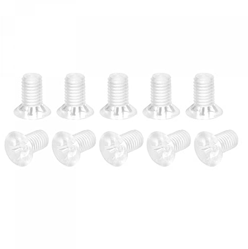 sourcing map 25Pcs M5 x 10mm Vis Plastique Cruciforme Tête Plate | Pour Machine PC, Boulons Transparent
