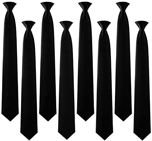 Janmercy 8 Stück solide Krawatte zum Anklippen 50,8 cm Krawatten für Herren, schmale, formelle Krawatte, vorgebundene Uniform-Krawatten für Büro, Schule, Uniformen (schwarz)