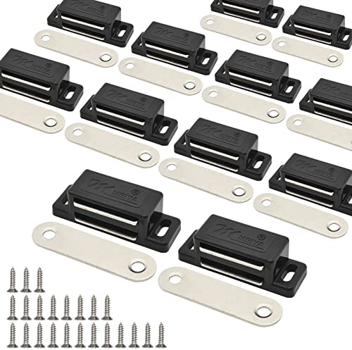 12 Stück 6,8 kg Schrankmagnete, magnetischer Türschnäpper für Küche, Schrank, Tür, Badezimmer, Schrank, Kleiderschrank, Schubladenriegel und Fensterläden mit Befestigungsschrauben (schwarz)