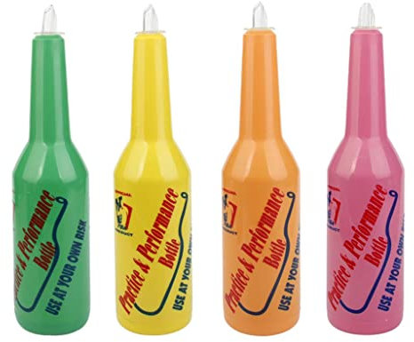 misppro Juego de 4 cocteleras de plástico para barman, barman, 8 x 29 cm, color amarillo, rosa, rosa, verde y naranja