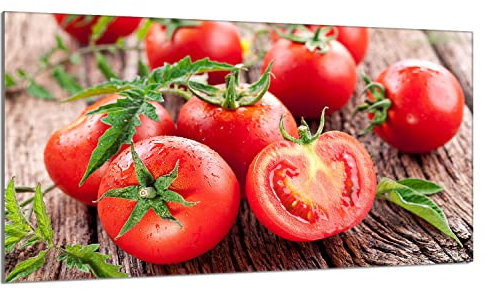 Herdabdeckplatte 90x52 cm 1-teilig Ceranfeldabdeckung Induktion Herdschutz Spritzschutz Glasplatte Deko Schneidebrett, Tomaten Rot