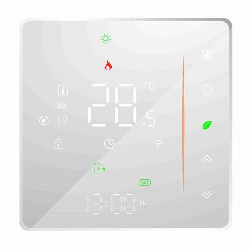 Decdeal WiFi Thermostat Wasser-Fußbodenheizung,Unterstützung Von TUYA/Smart Life,Google Home,Programmierbare, Mehrstufige Temperatureinstellung,2.4Gh-WLAN 3A(weiß)