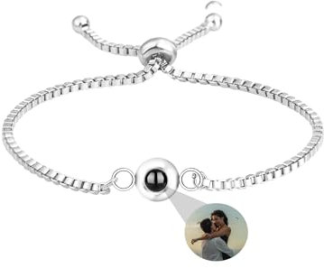 Personalisierte Foto Armband benutzerdefinierte Projektion Armband mit Bild im Stein Geheimnis Bild Armband Ich liebe dich Armband 100 Sprachen Speicher Foto Schmuck Armband Geschenk für Frauen